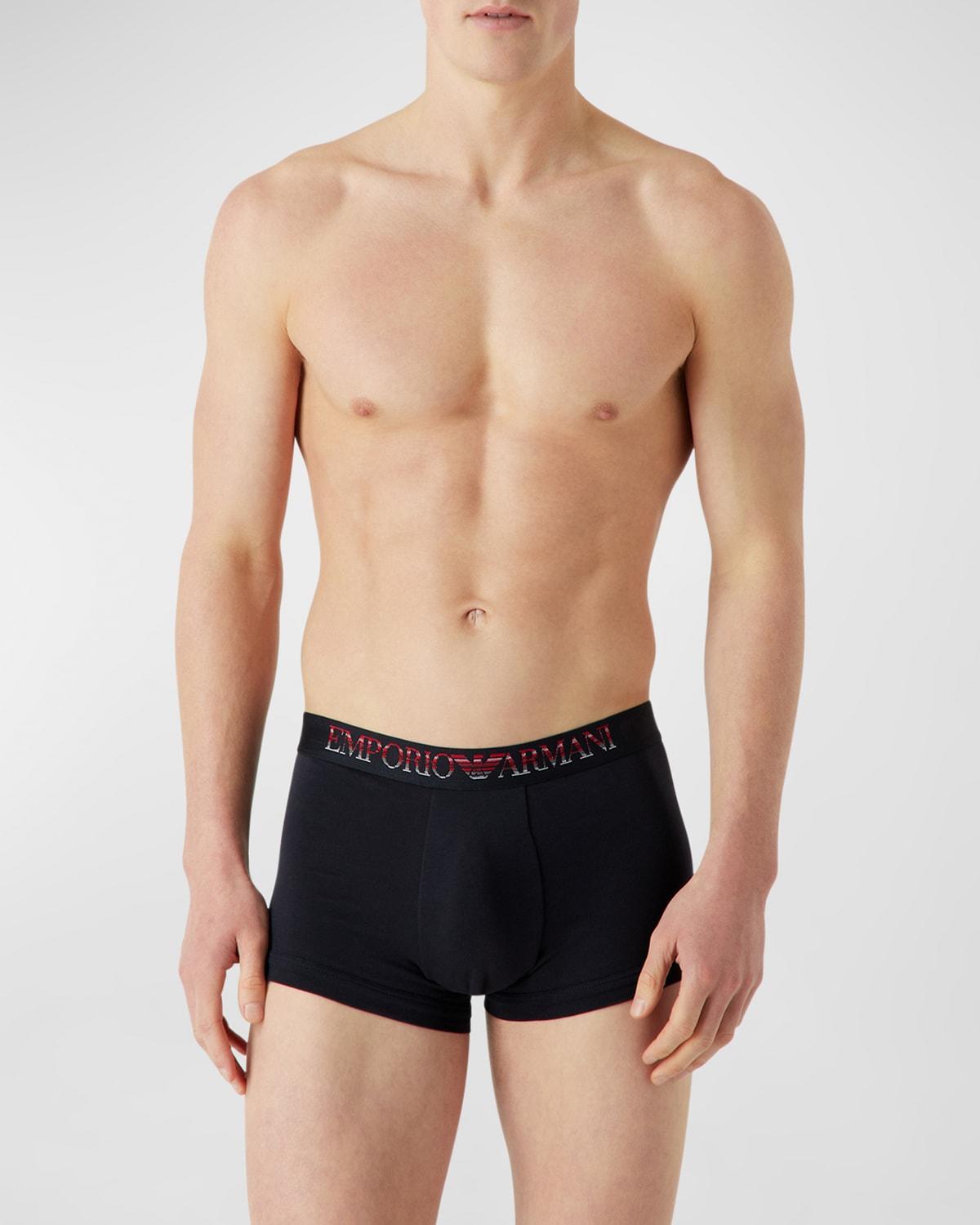 Armani Cotton Blend Logo Waistband Regular Fit Trunks, Pack of 2 Product Image