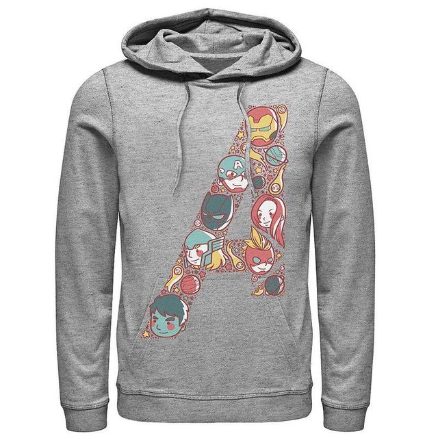 Mens Marvel Avengers Cute Anime Fill Logo Hoodie Athletic Grey Product Image