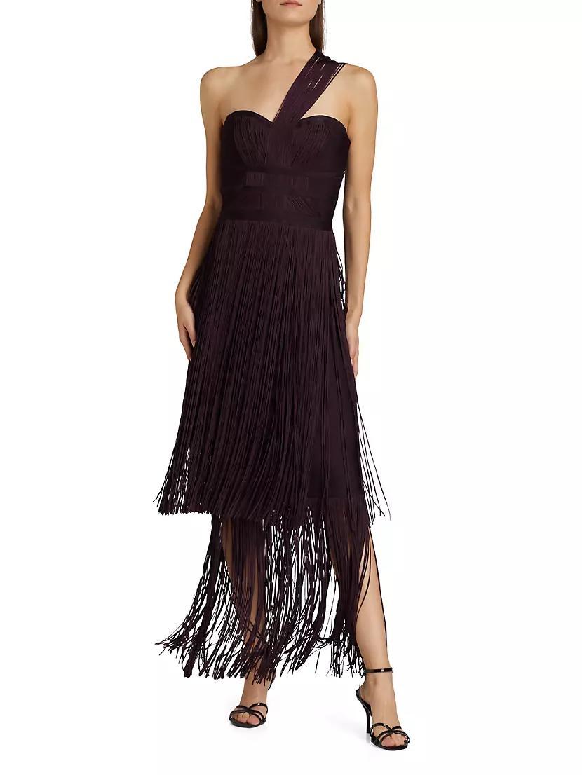 Daniella Fringe One-Shoulder Bandage Gown Product Image