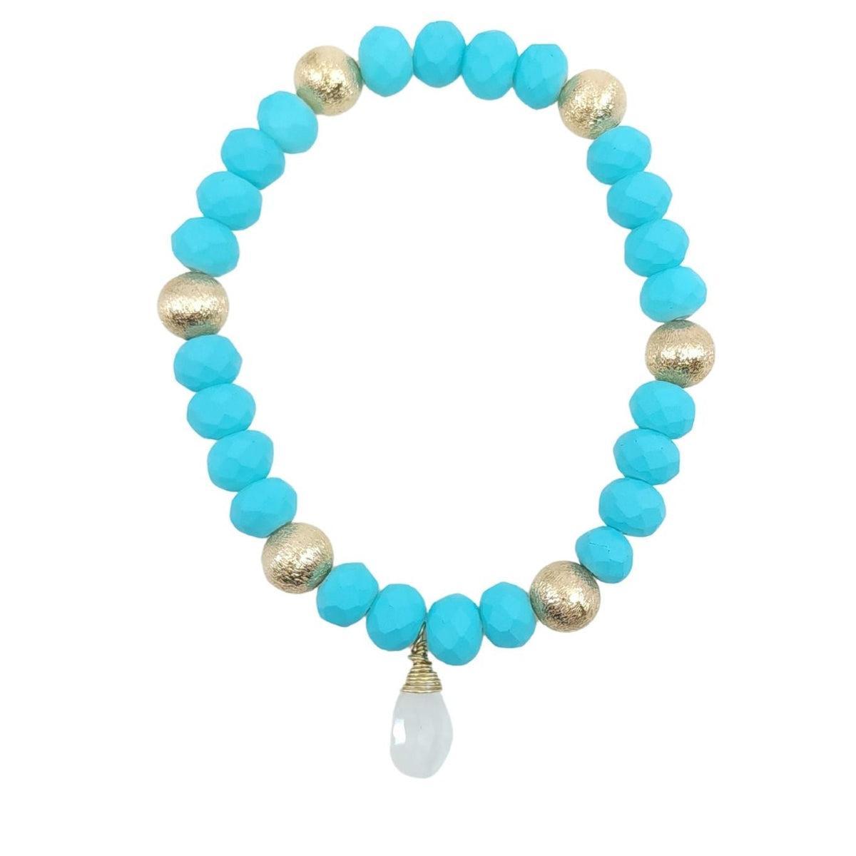 Blue and Gold Bracelet with Wrapped Moonstone Product Image