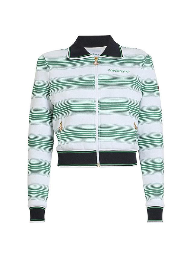 Womens Striped Knit Track Jacket Product Image