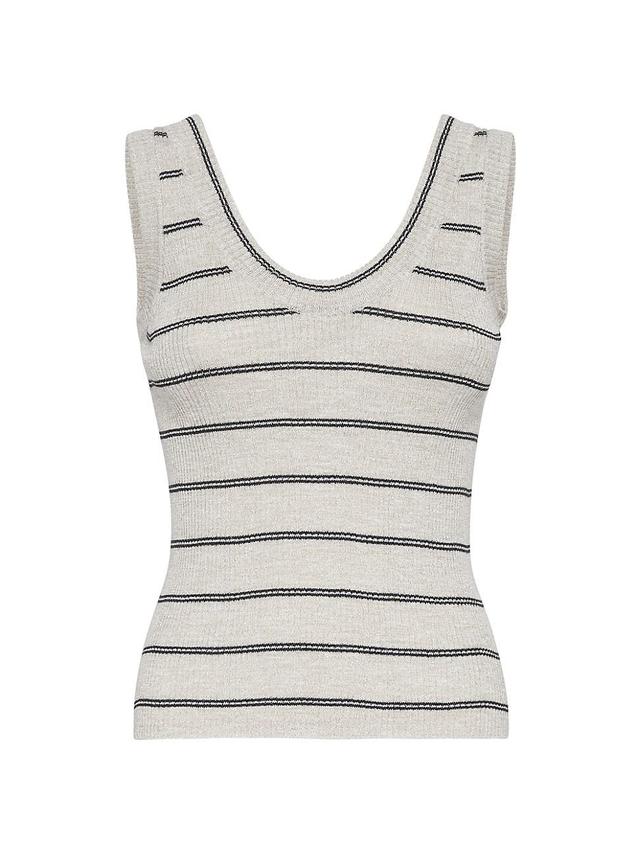 Womens Sparkling Linen and Cotton Rib Knit Top Product Image