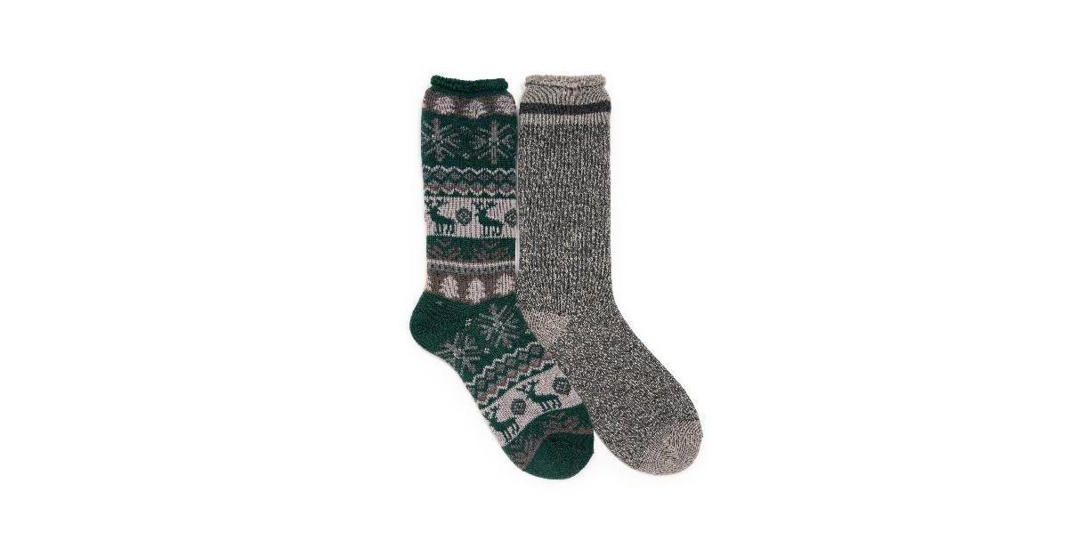 Muk Luks Mens 2 Pk Heat Retainer Socks - Evergreen Product Image