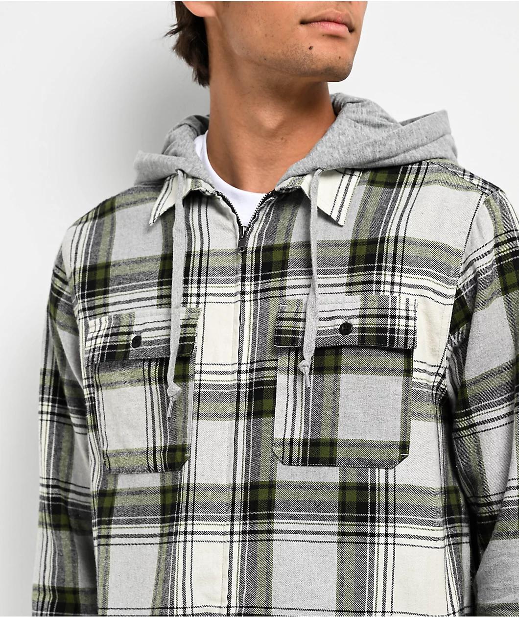 Empyre Chancer Green Hooded Flannel Zip Shirt Product Image