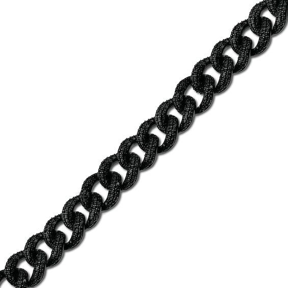 Men's 1 CT. T.w. Black Diamond Curb Chain Bracelet in Solid Sterling Silver with Black Rhodium - 8.0." Product Image