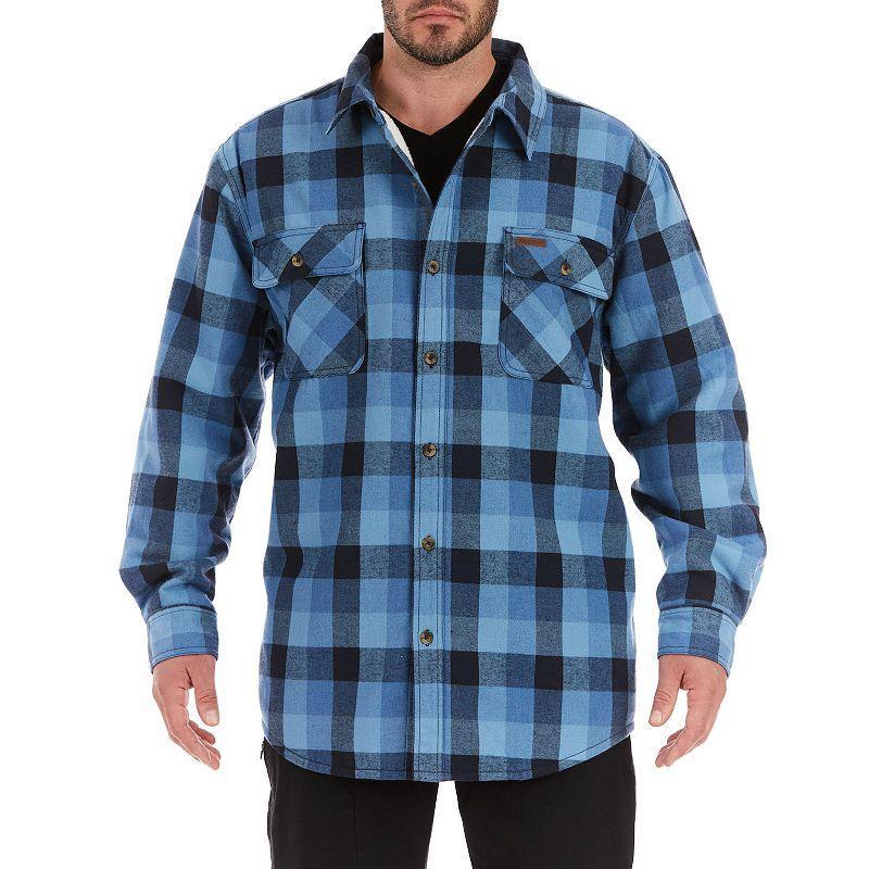 Big & Tall Smiths Workwear Sherpa-Lined Flannel Shirt Jacket, Mens Blue Product Image