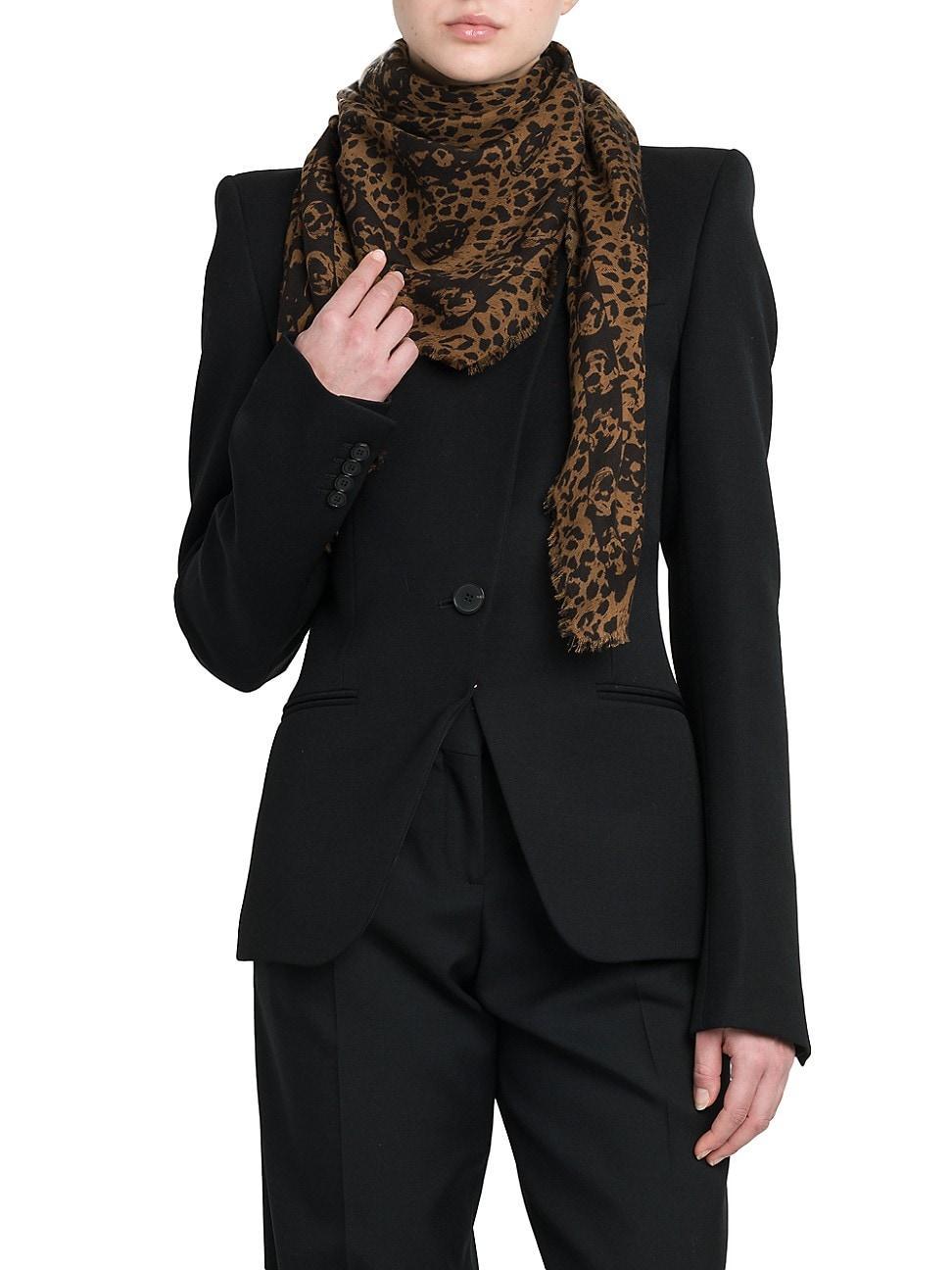 Womens Leopard Skull Wool Scarf Product Image