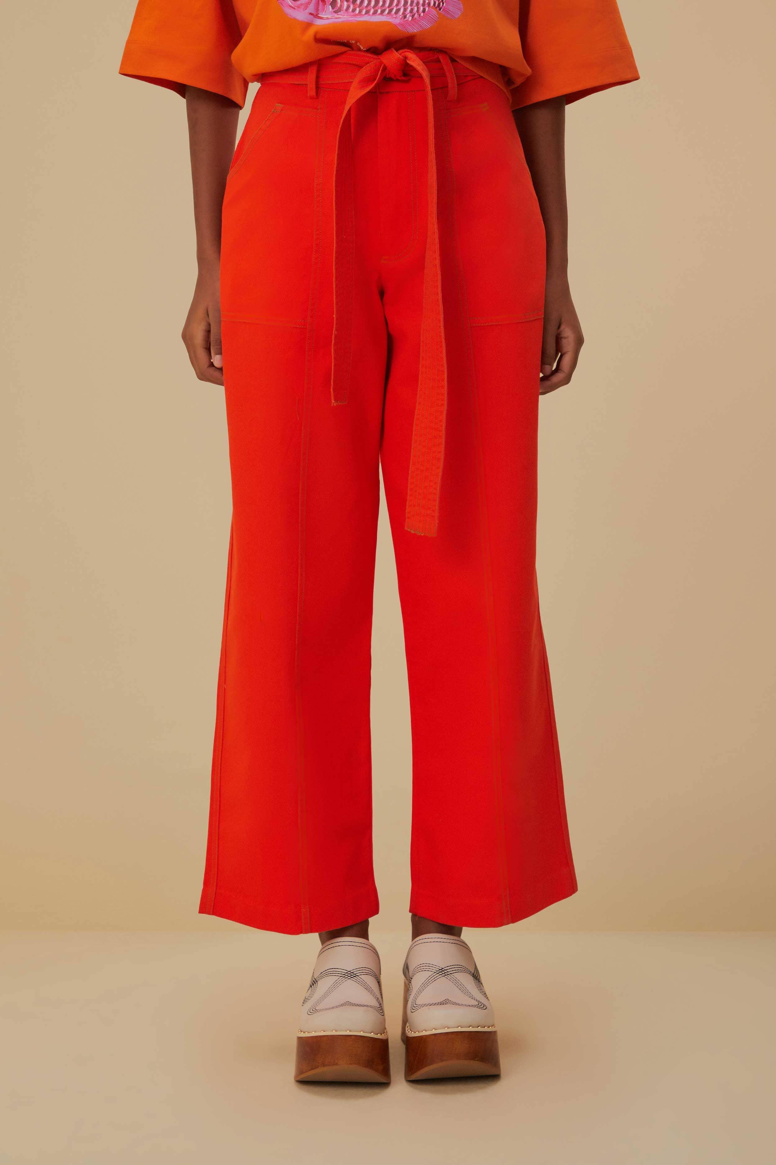 Red Wide Pants Product Image