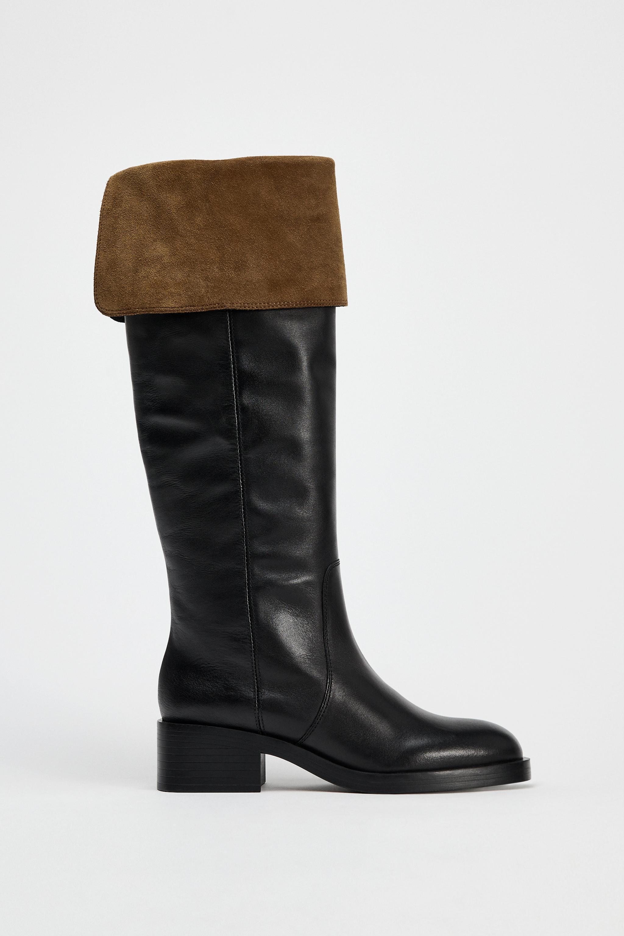 LEATHER KNEE HIGH BOOTS Product Image