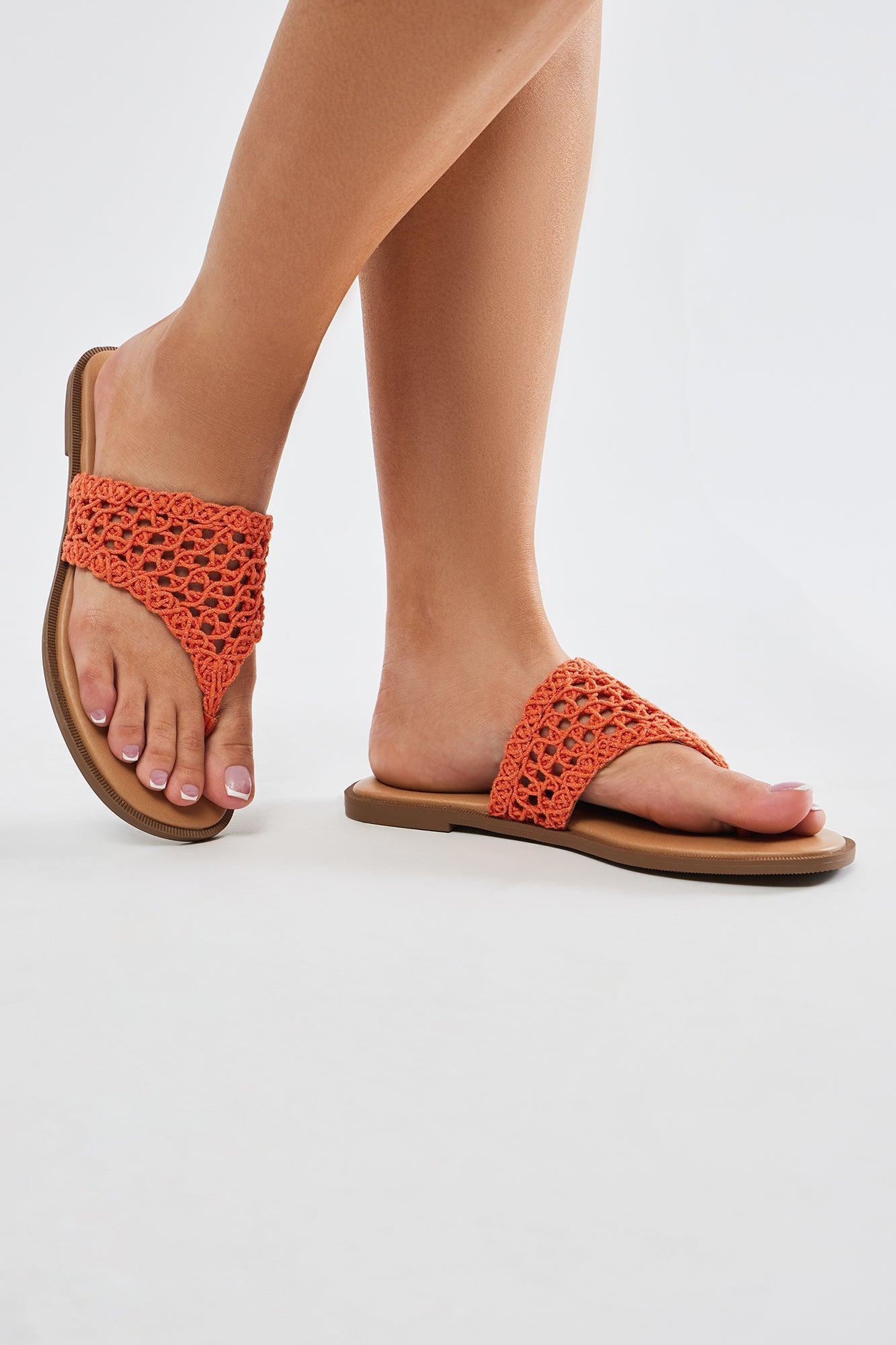 True Feeling Crochet Flip Flops - Orange Product Image