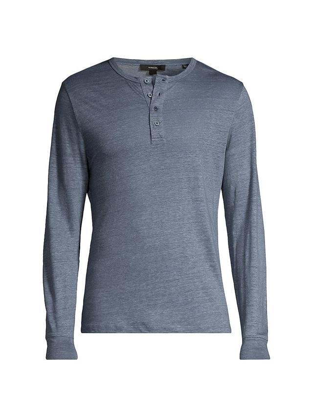 Mens Linen Long-Sleeve Henley Product Image