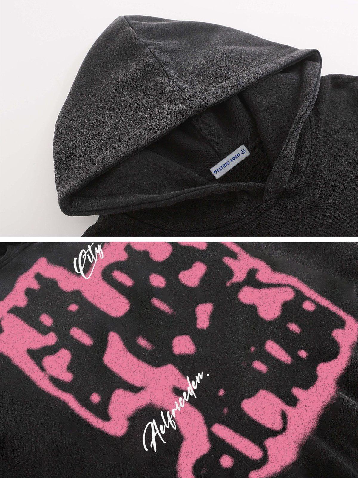 Abstraction Print Washed Hoodie Product Image