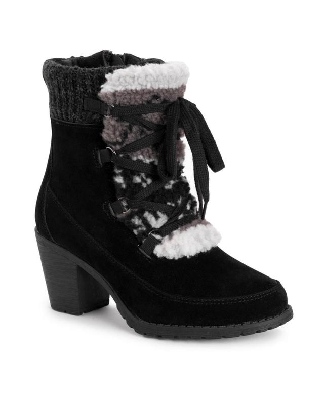 MUK LUKS Lacy Lilah Womens Heeled Ankle Boots Brown Product Image