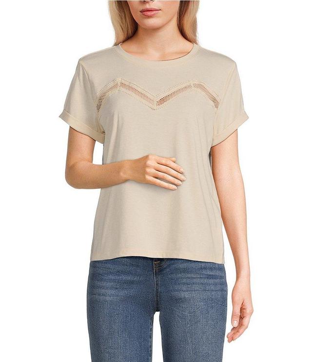 Jessica Simpson Valeriya Lace Inset Short Sleeve T-Shirt Product Image