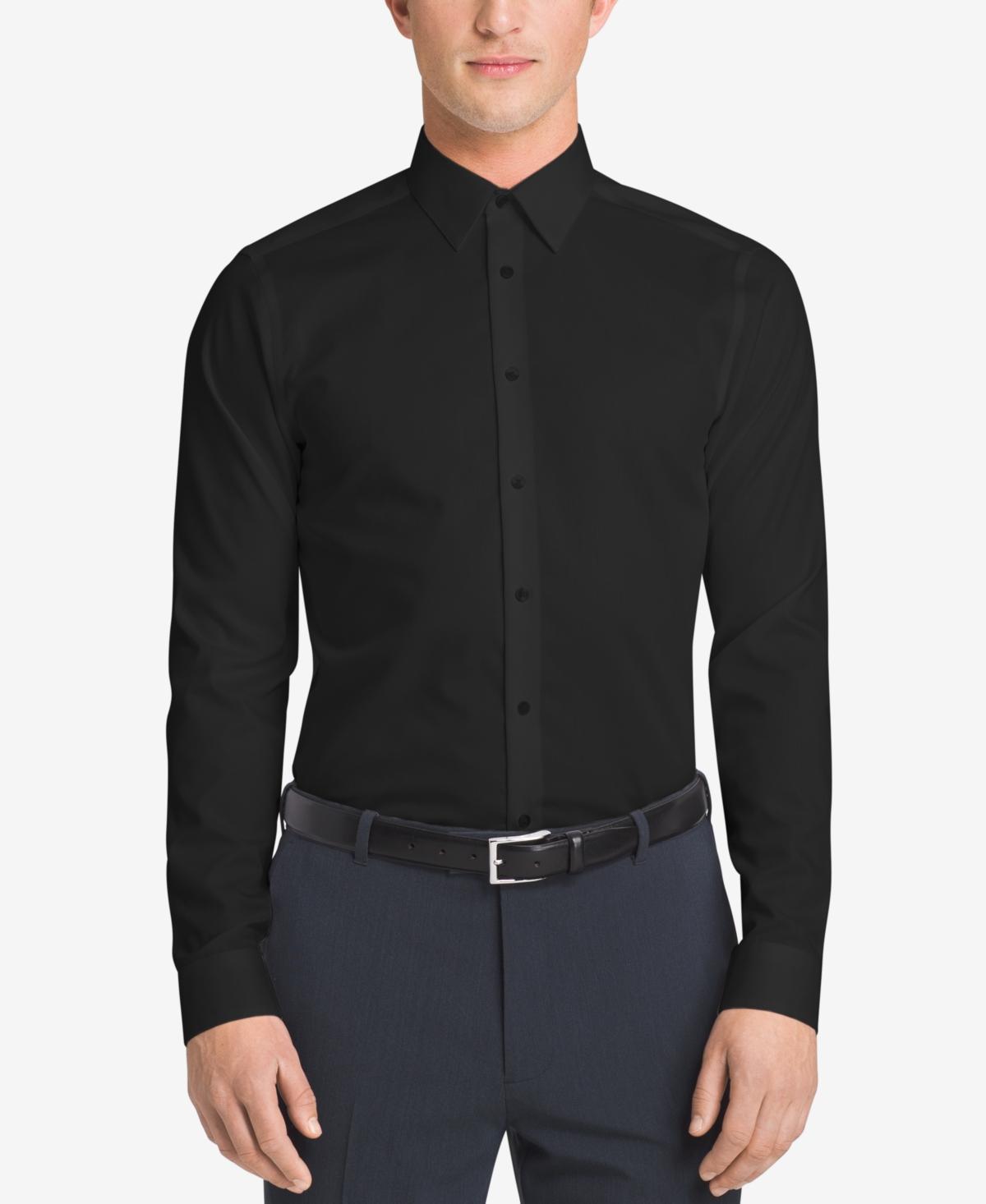 Calvin Klein Steel Mens Slim-Fit Non-Iron Herringbone Dress Shirt Product Image