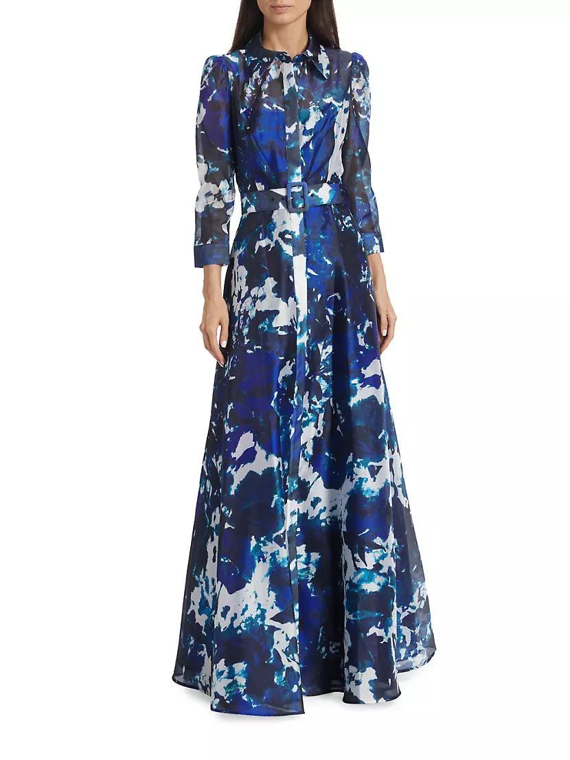 Floral Belted Shirtdress Gown Product Image