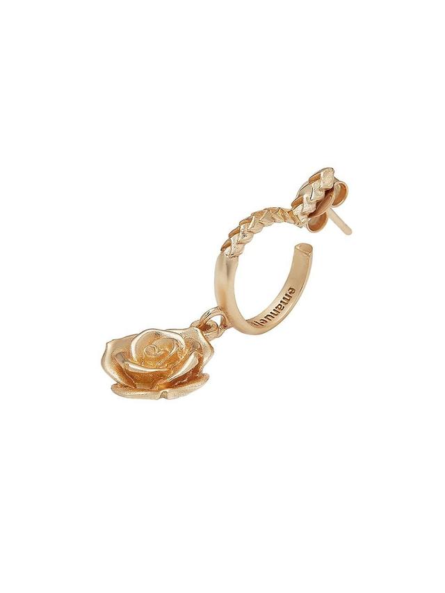 Mens Gold-Plated Sterling Silver Single Hoop Rose Earring Product Image