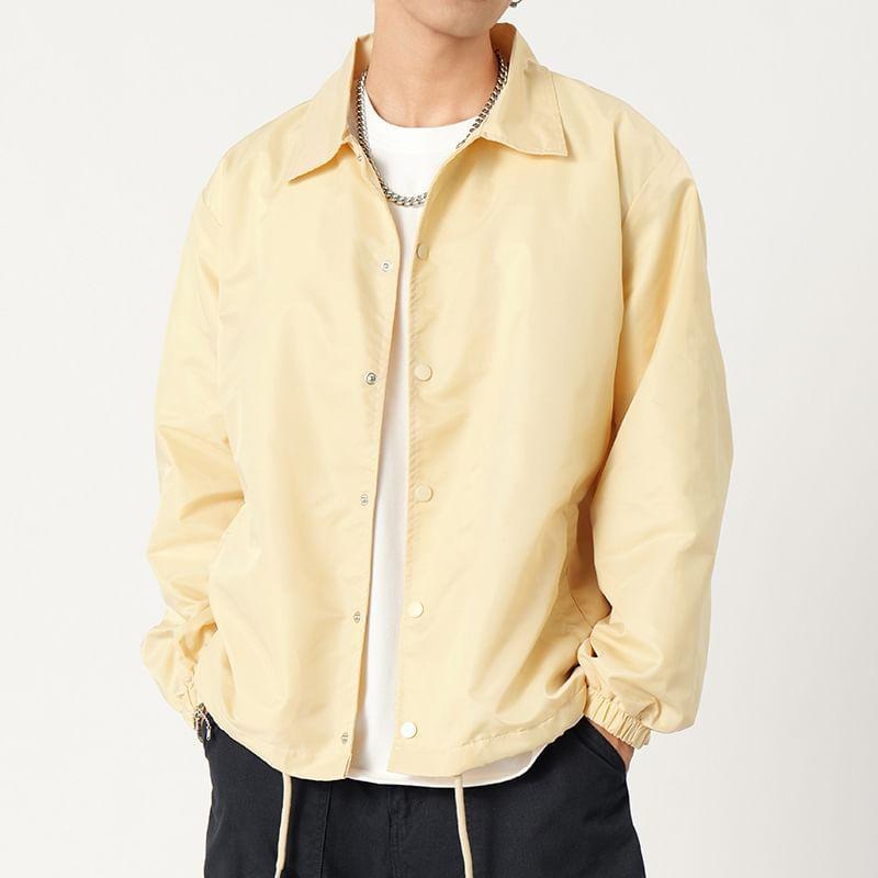 Plain button-Up Shirt Jacket Product Image