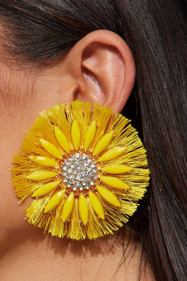 Brighter Days Sunflower Earrings - Yellow Product Image