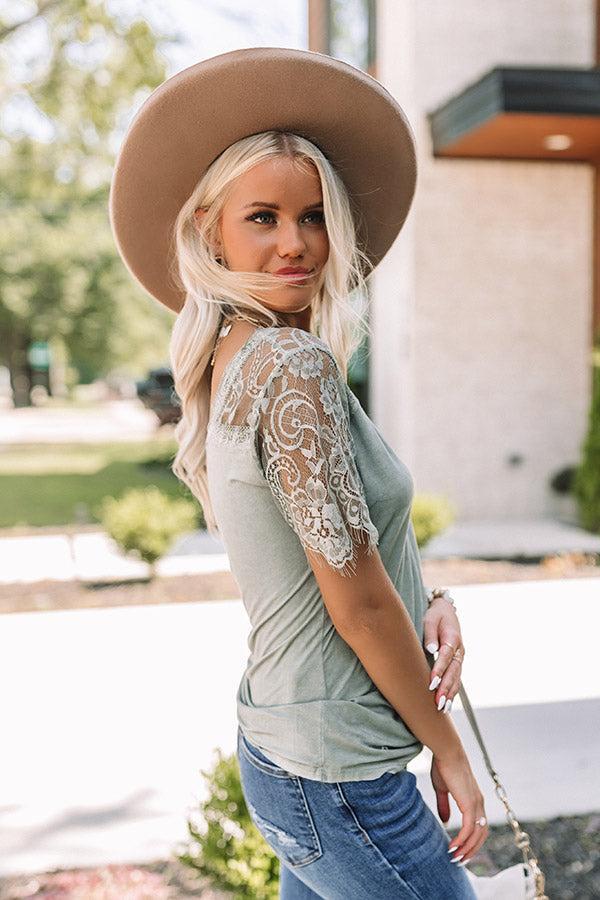 Paris Luxe Lace Top in Sage Product Image