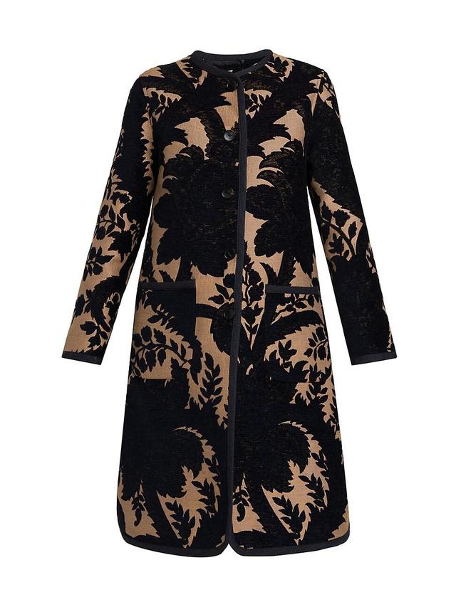 Womens Floral Jacquard Coat Product Image