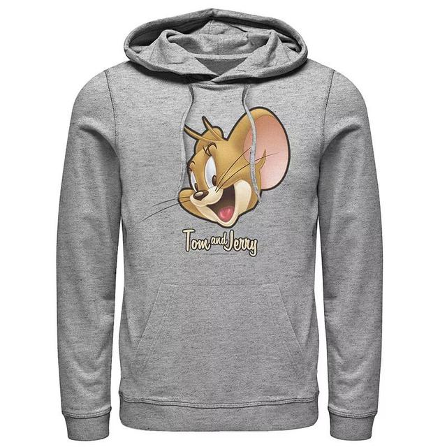 Mens Tom And Jerry Simple Jerry Big Face Hoodie Athletic Grey Product Image