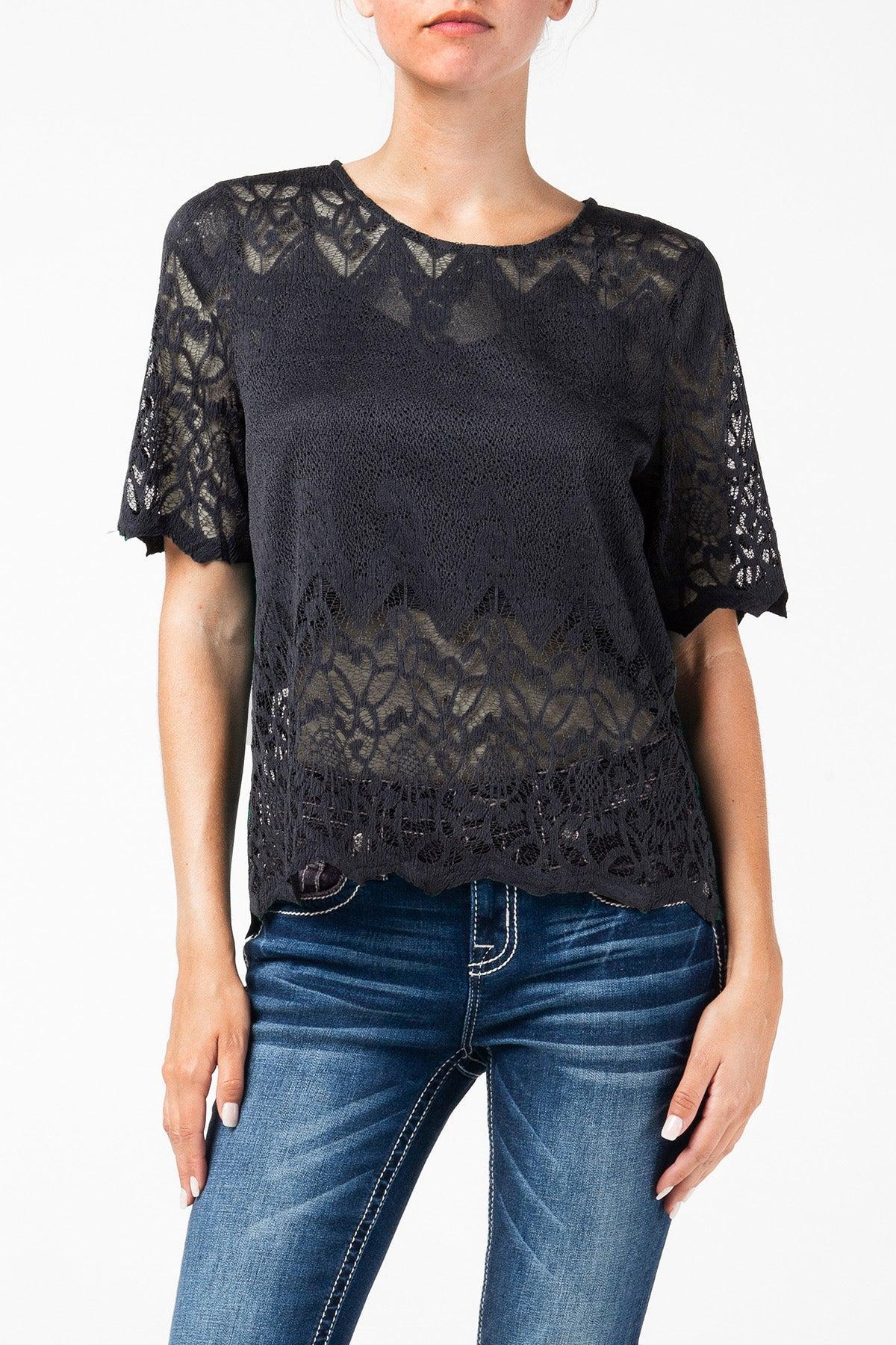 Lace Short Sleeve Top Product Image