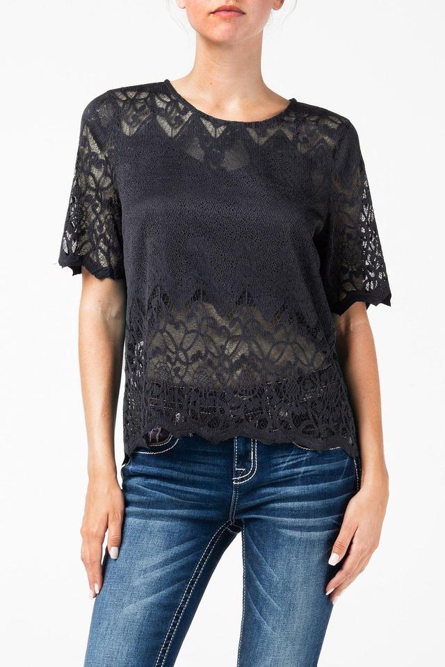 Lace Short Sleeve Top Product Image