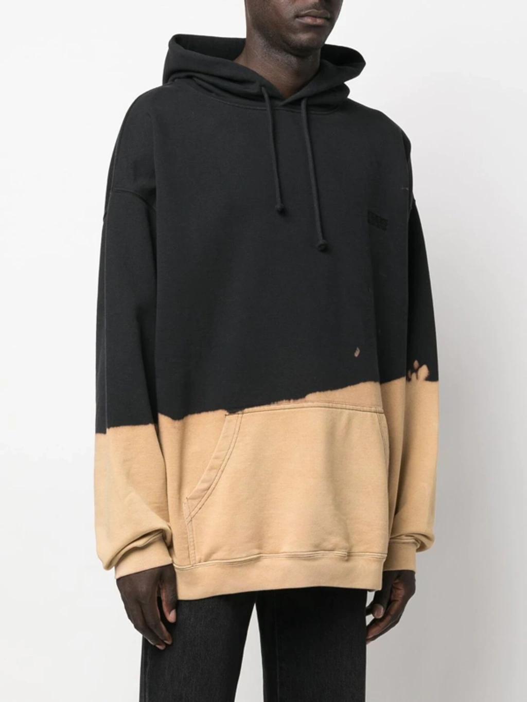 Logo-embroidered Bleached Cotton-blend Jersey Hoodie In Black Product Image