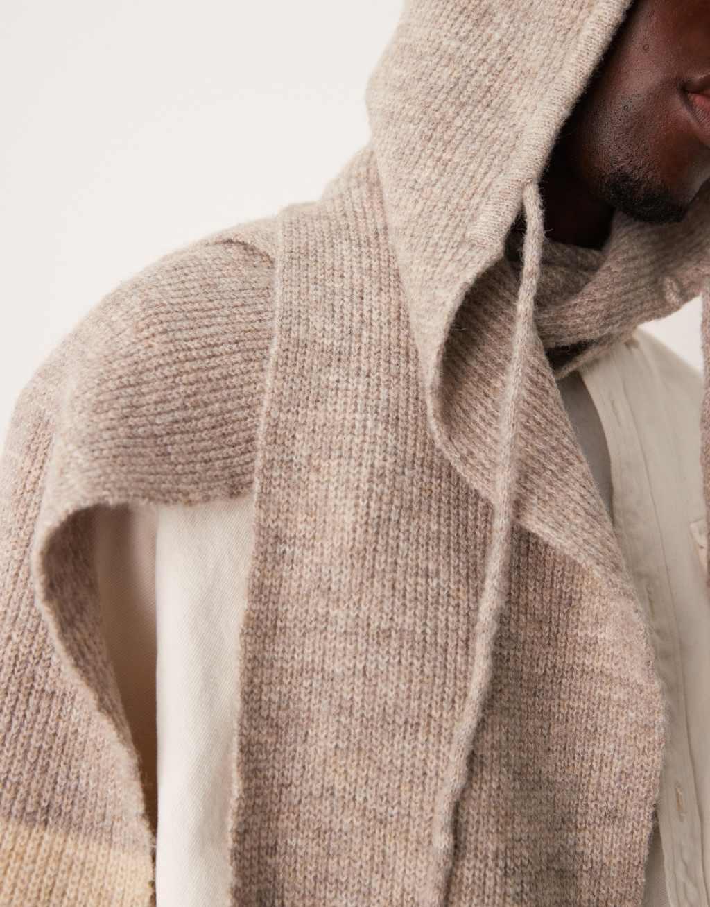 ASOS DESIGN hooded scarf in camel Product Image