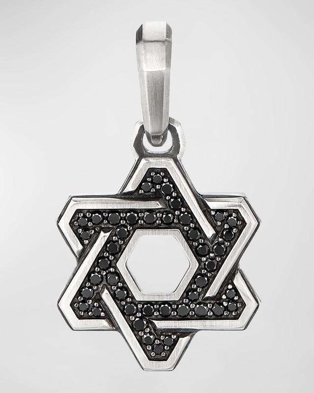 Mens Deco Star of David Pendant with Pav Black Diamonds Product Image