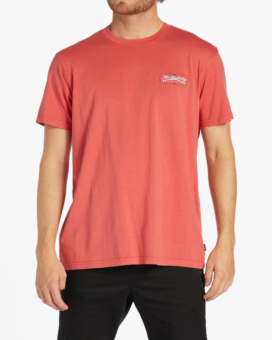 Crossboards Short Sleeve Wave Washed T-Shirt - Coral Male Product Image