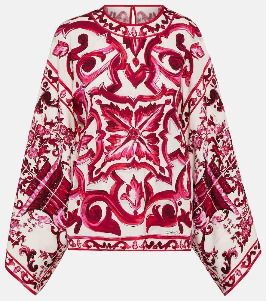 DOLCE & GABBANA Charmuse Blouse In Majolica Print In Multicolor Product Image