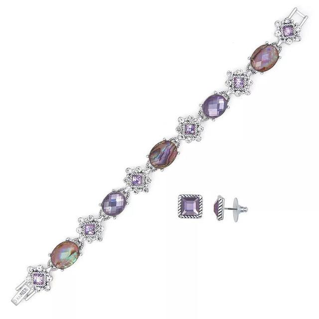 Napier Purple Stone Bracelet & Stud Earring Set, Womens Product Image