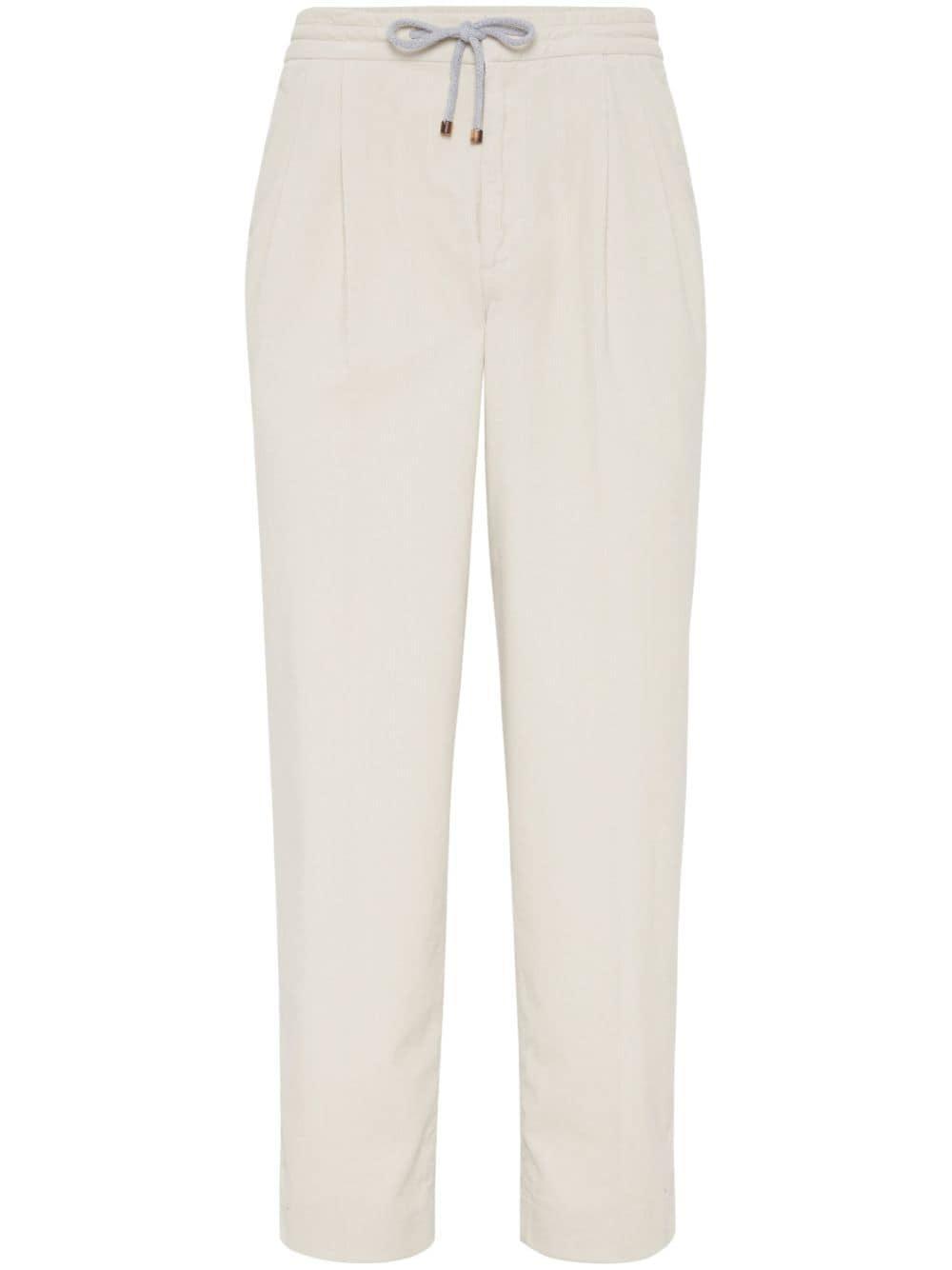 BRUNELLO CUCINELLI Pleat-detailing Cotton Trousers In White Product Image