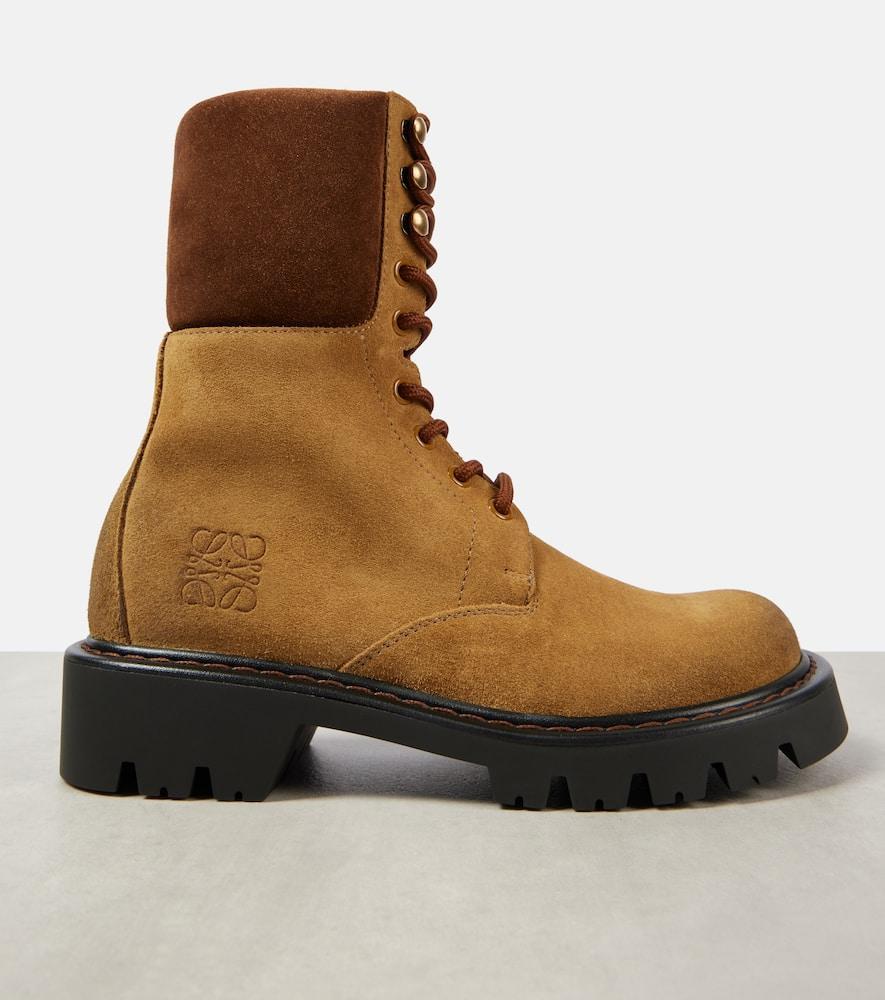 Sierra Suede Combat Boots In Brown Product Image