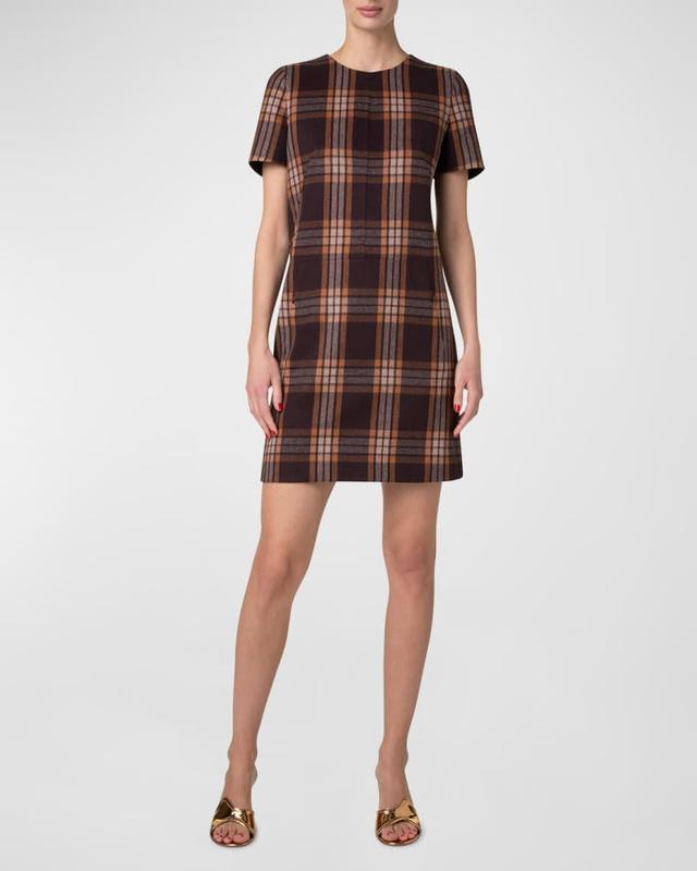 Reversible Check Silk Short Dress Product Image