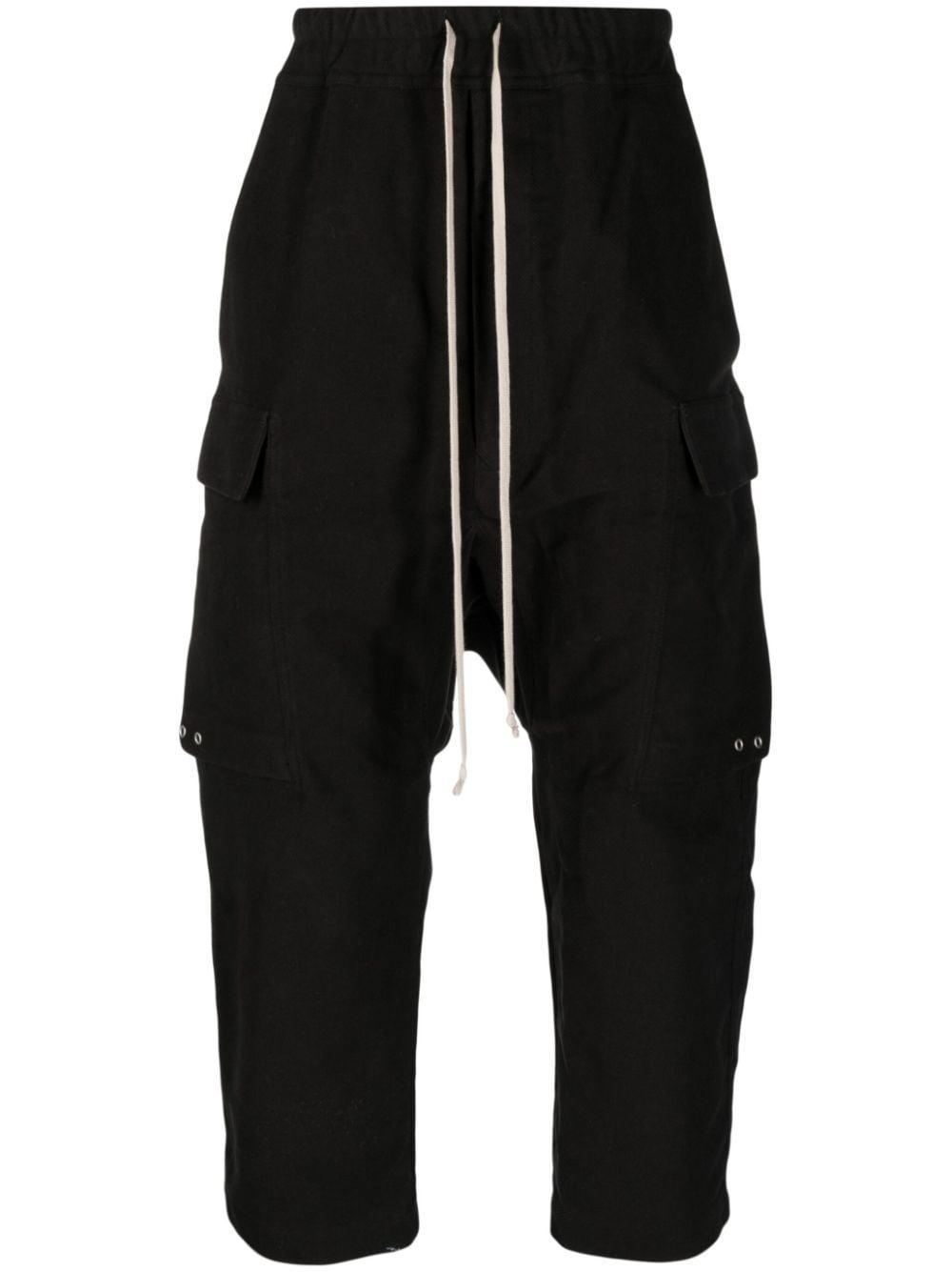 RICK OWENS Cropped Drop-crotch Trousers In Black Product Image