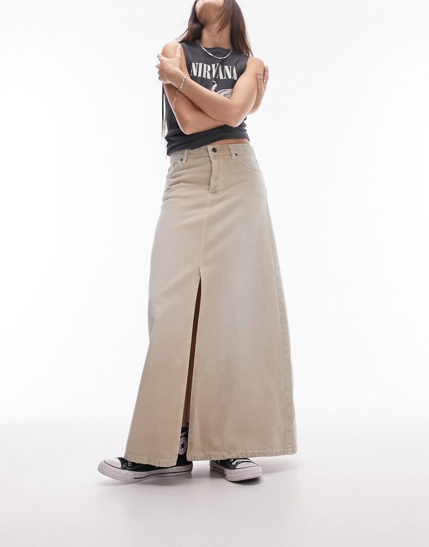 Topshop denim low slung maxi skirt Product Image