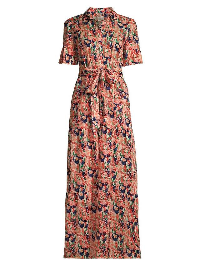 Womens Martine Belted Floral Cotton Maxi Dress Product Image