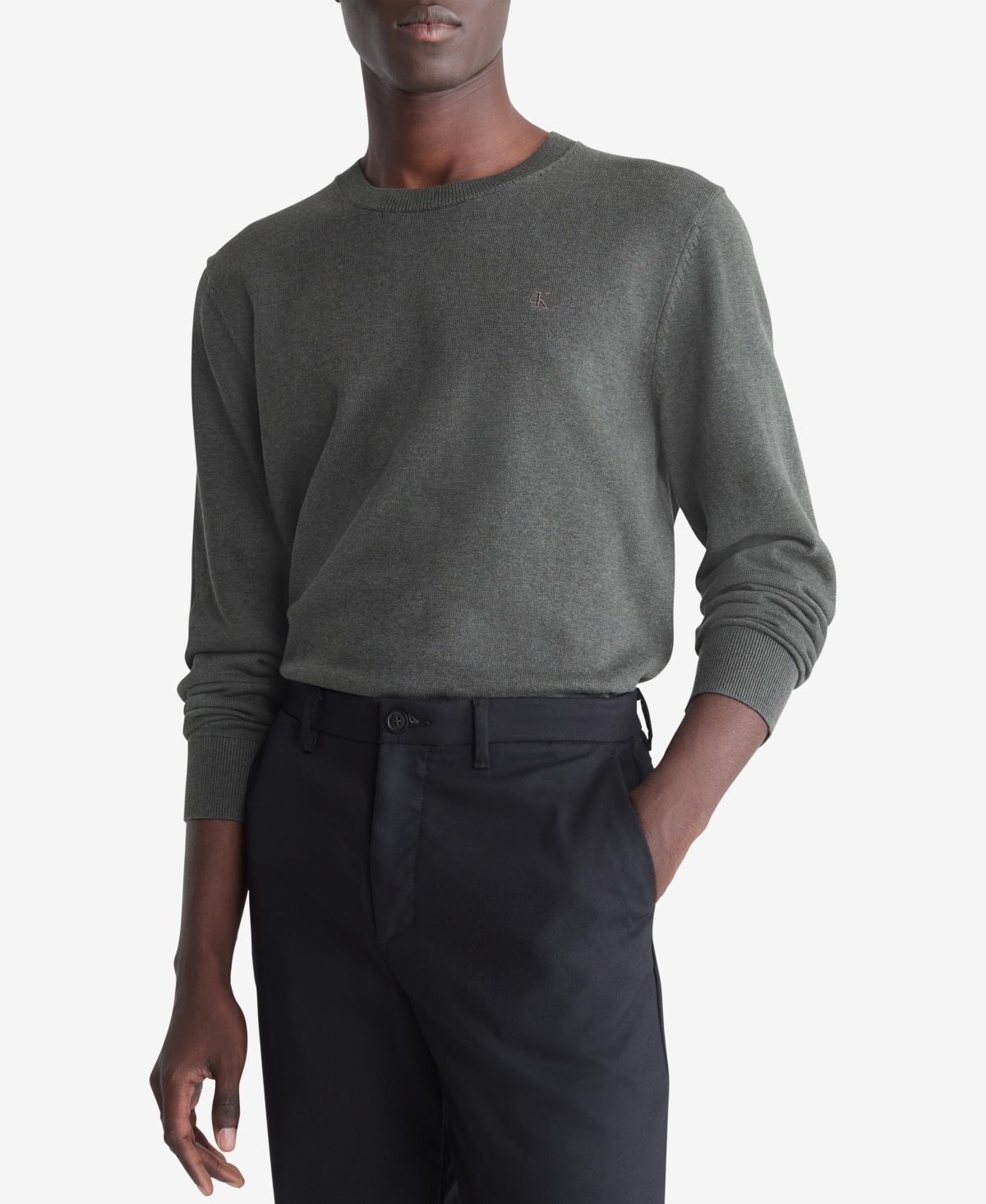 Calvin Klein Mens Classic Fit Monogram Compact Cotton Crewneck Sweater Product Image