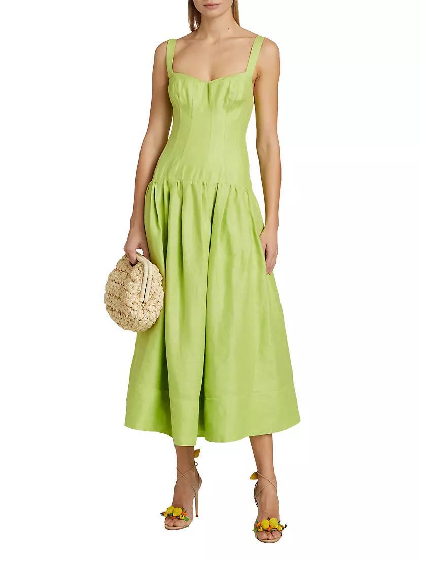 Makenna Linen Corset Midi-Dress Product Image