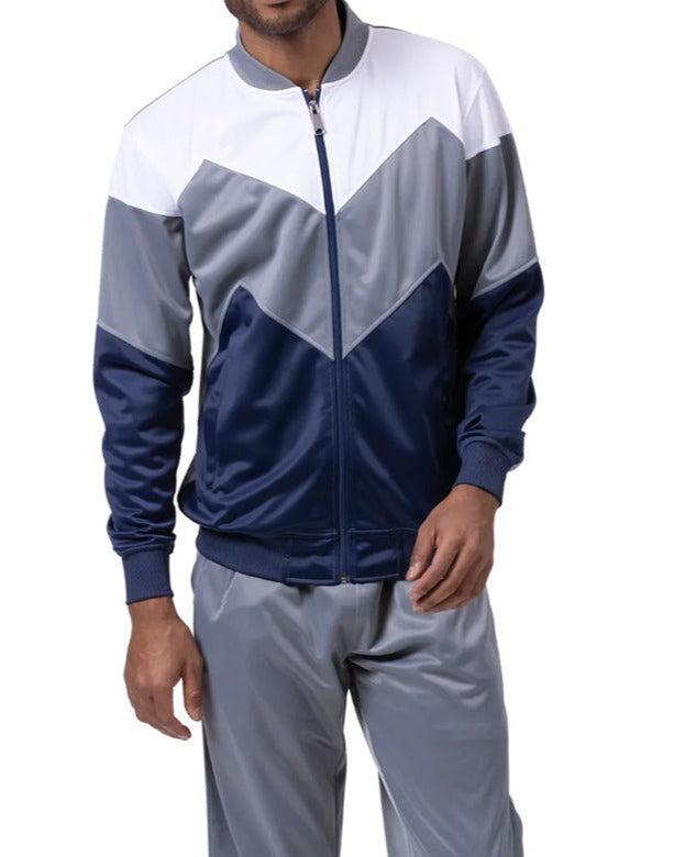 Men's Track Suit Chevron Design in Gray & Navy Male Product Image