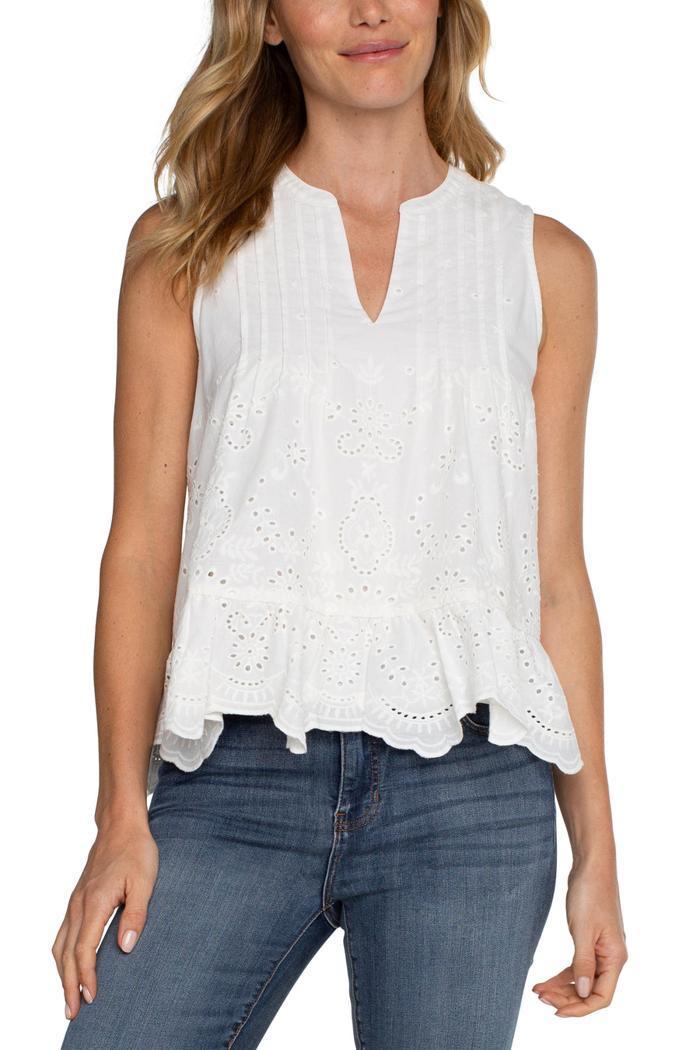 Embroidered Sleeveless Woven Top Product Image