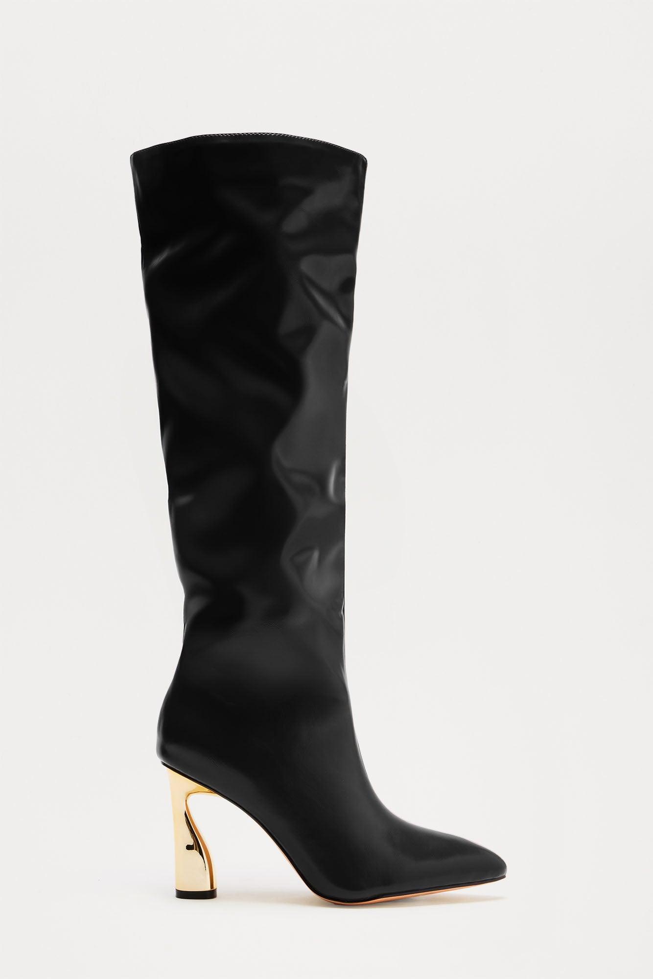 Indigo Knee High Boots - Black Product Image