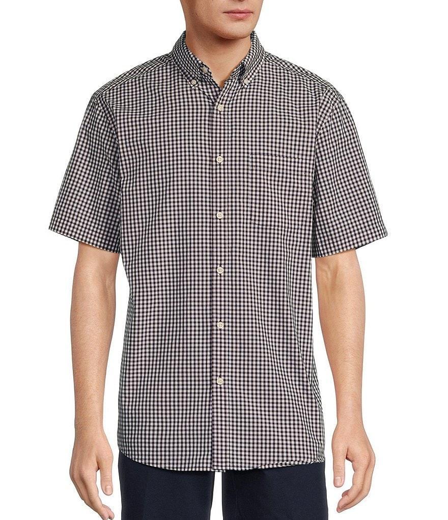 Roundtree & Yorke Short Sleeve Small Checked Poplin Sport Shirt Product Image