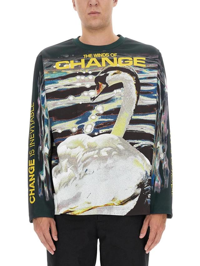 Swan Print T-shirt In Multicolour Product Image