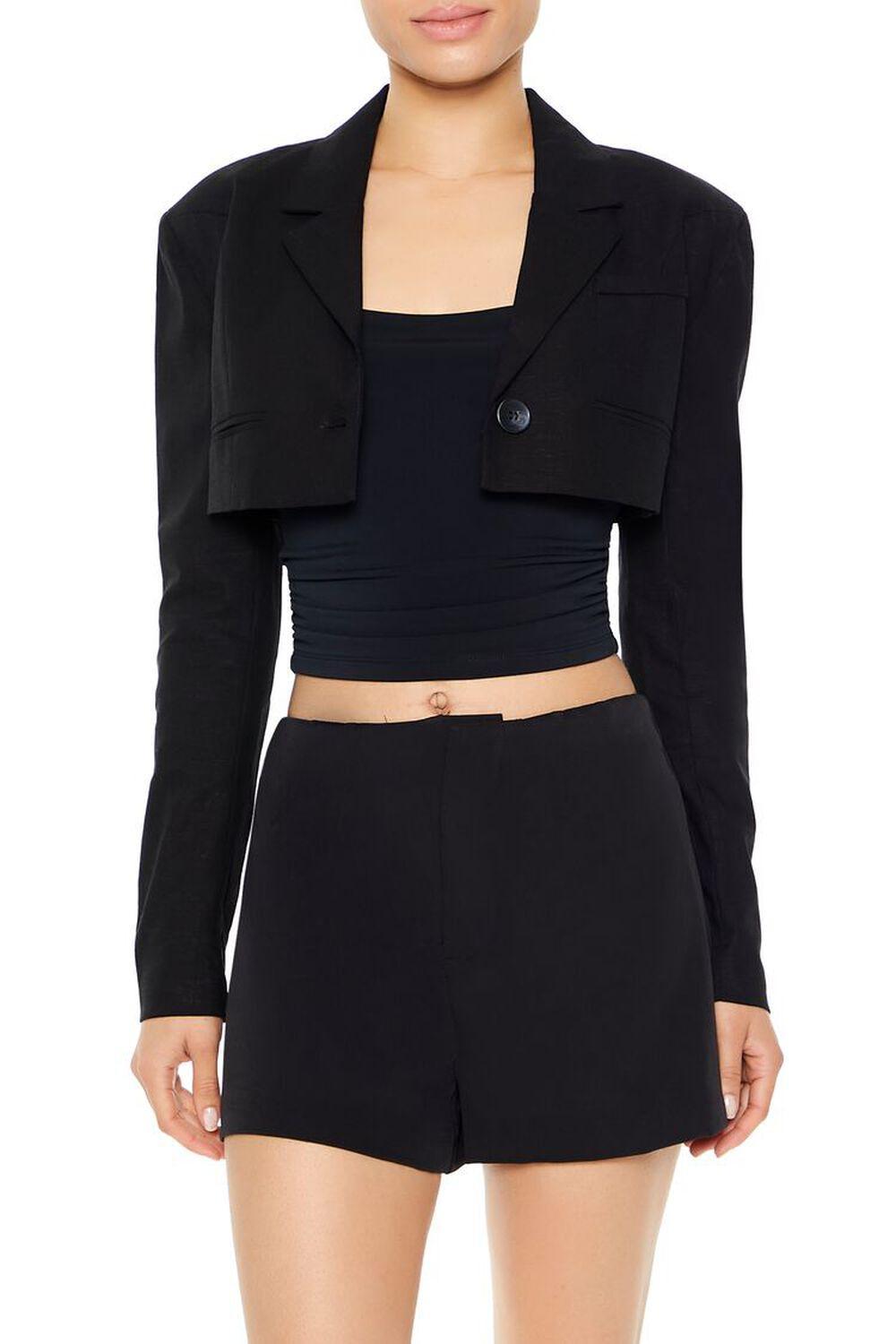 Cropped Peak Lapel Boxy Blazer | Forever 21 Product Image