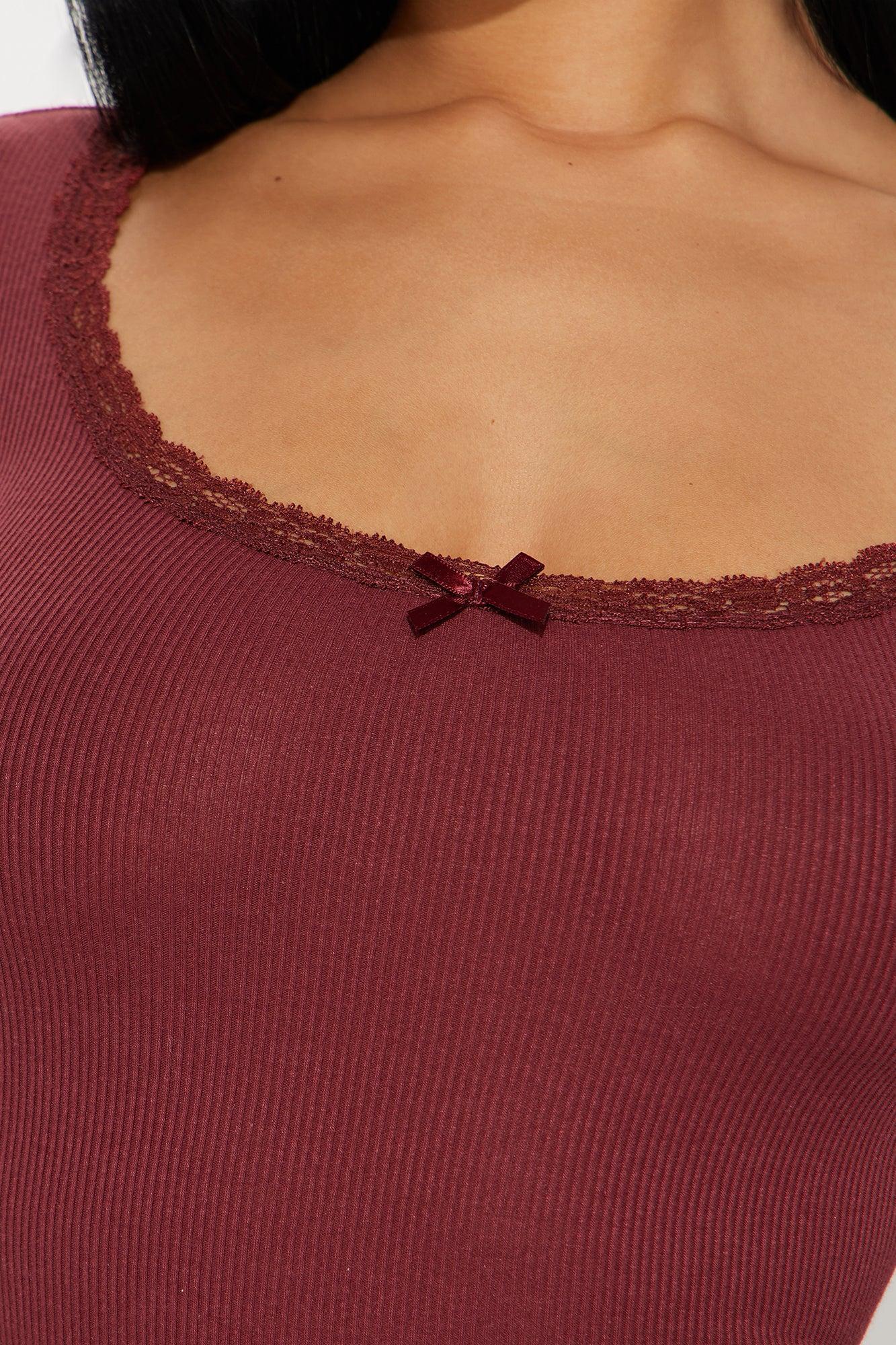 Elise Long Sleeve Top - Wine Product Image