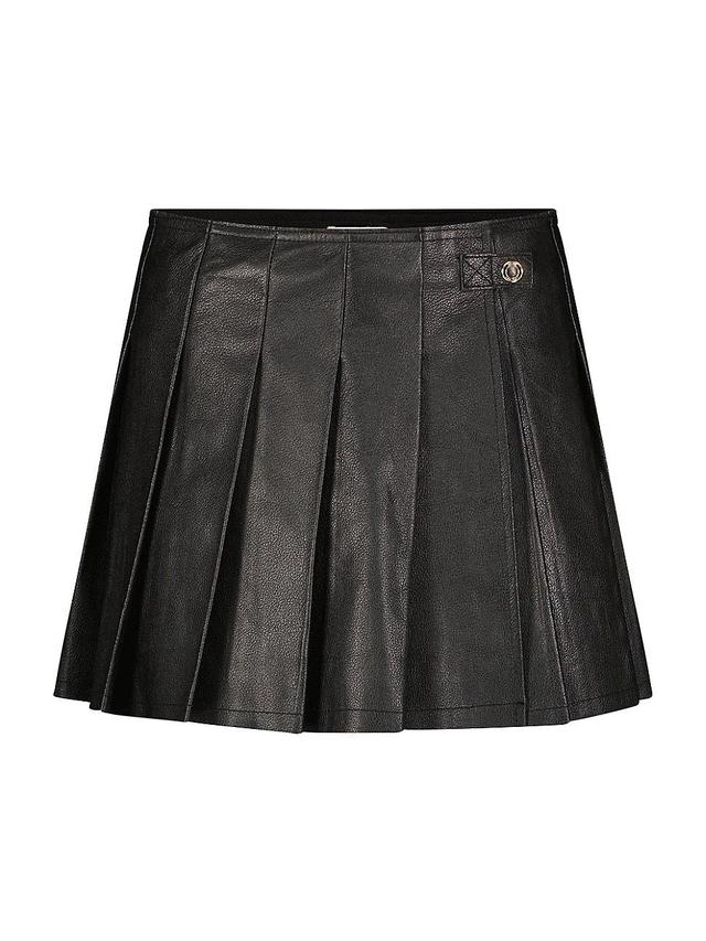 Womens Pleated Mini Leather Skirt Product Image